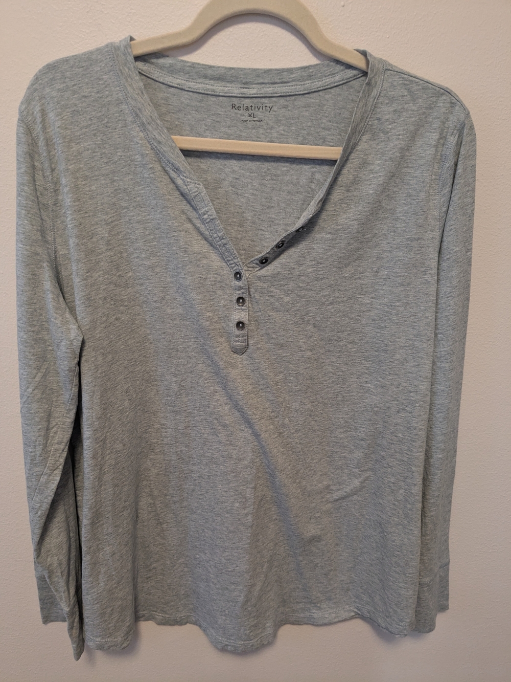 Relativity Light Heather Gray Long Sleeve Henley